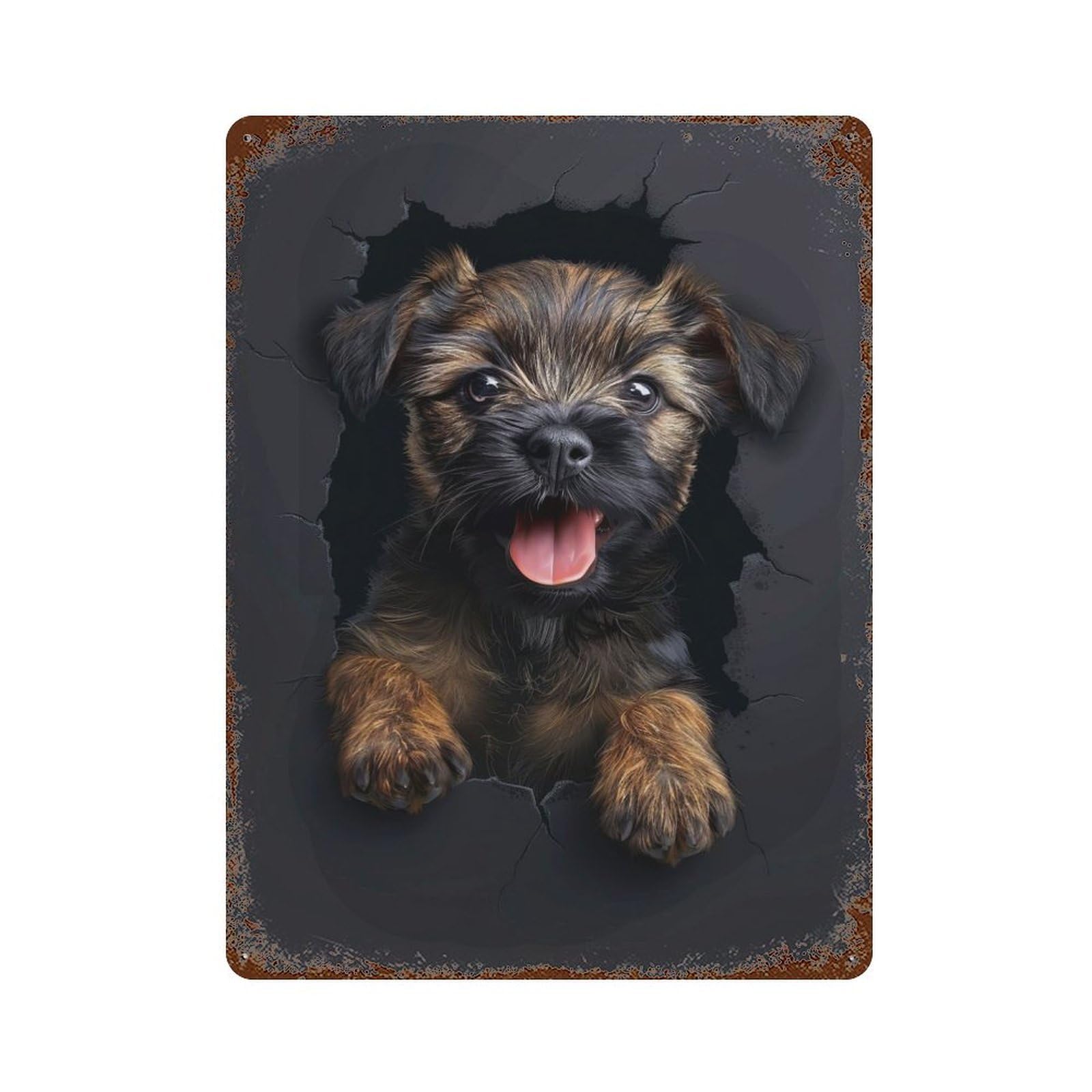 Border Terrier Decorative Tin Sign 15.7"x11.8", for Bistro, Counter And Cafe Decor, Retro Wall Decor