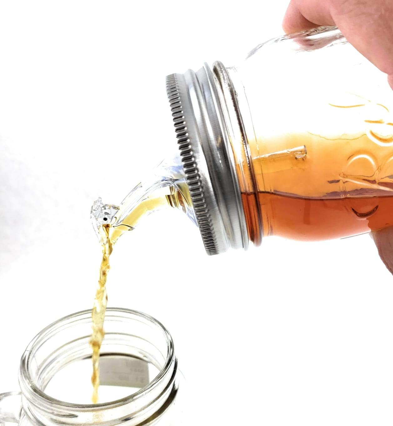 Mason Jar Pour Spouts Stainless Wide Mouth Flap - For Moonshine And Whiskey - Made 100% In The USA. Free Flow Mason Jar Spouts That Don't Leak - No Cracks, A Perfect Cocktail Pour Everytime. 2 Pack