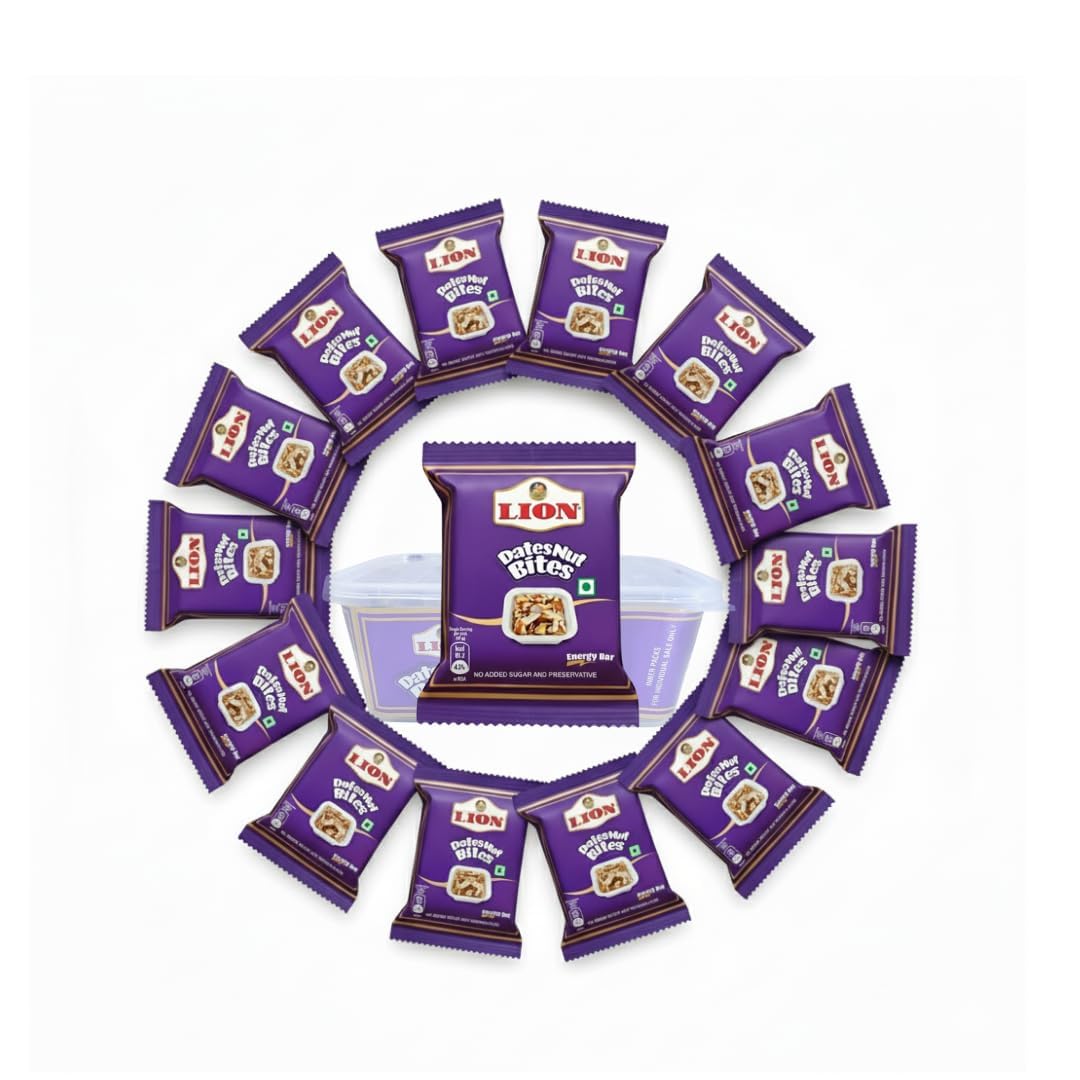 Lion Dates Nut Bites,16 Pieces (320g | 20g Each) - Date bites, Barfi Made with Dates Energy Bar with Dates, Almonds, Cashews | No Added Sugar & Protein-Rich Snack for Natural Energy , Dry Fruits Nuts, Healthy Snacks Sweets (16 pieces)-image-47