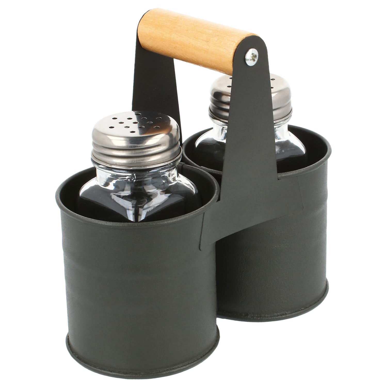com-four® 36-teiliges Gewürzstreuer Set aus Glas - Salz und Pfeffer mit passender Halterung aus Metall - Gewürzgläser mit Schraubdeckel für Küche und Gastronomie (12 Stück - Mit Halterung)
