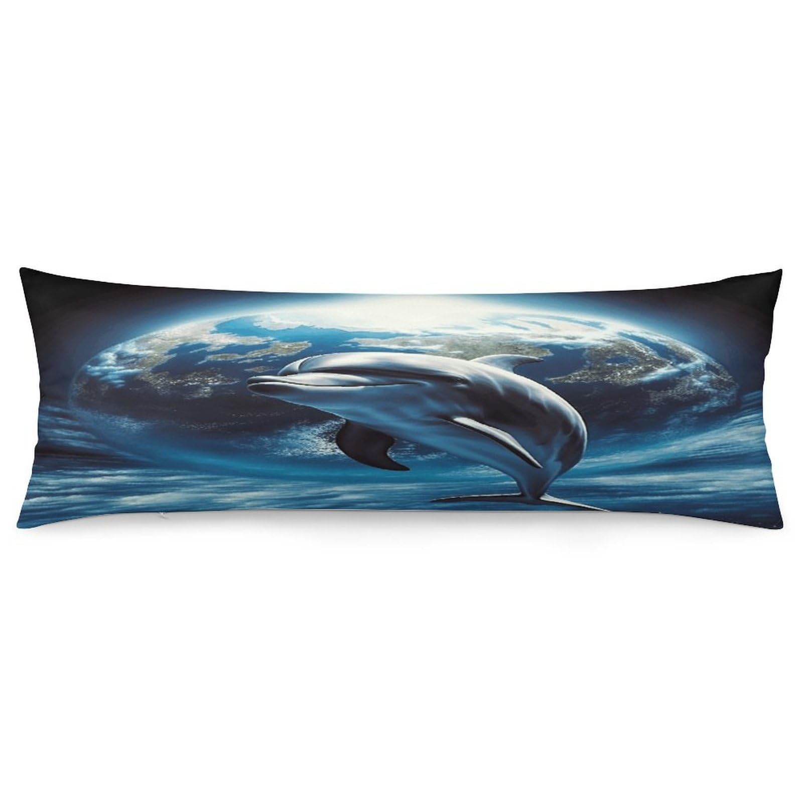Dolphin Earth Body Pillow Cover Luxury Long Body Pillow Pillowcase with Hidden Zipper Breathable Soft Cozy Pillow Case Wrinkle Fade Resistant Pillowcase 20''×54''