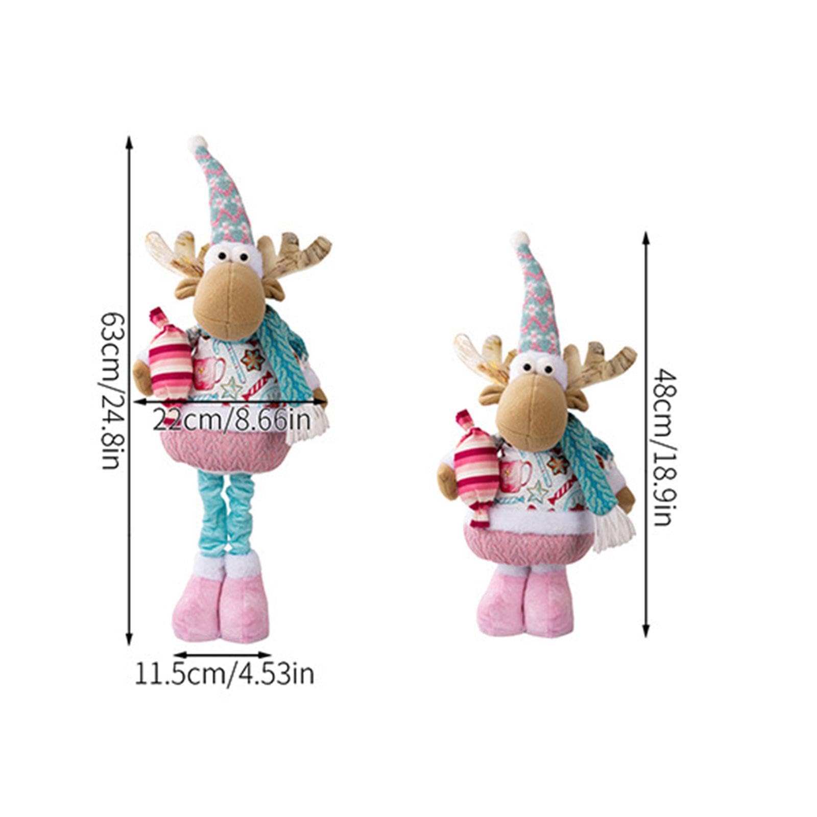 Qianly Muñeco Navideño Adorno de Peluche Figura de Navidad Muñeco con Base Fija Material Poliéster Adecuado para Biblioteca Decoración Familiar Regalo Creati, Alce, Individual