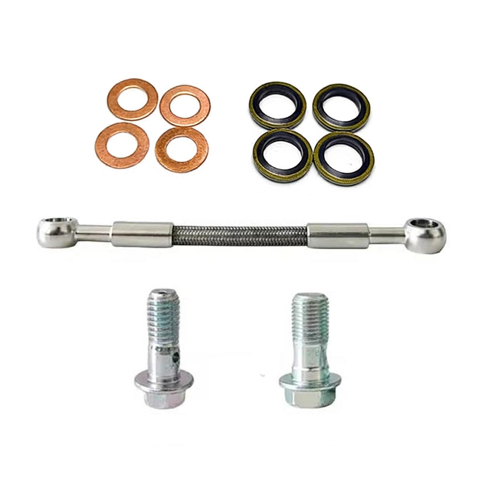 Motorcycle Brake Hose 0°-0° Silver Motorcycle 10cm-500cm Stainless Steel Hydraulic Clutch Brake Hose Oil Pipe M10/M8 Accessories(450cm)