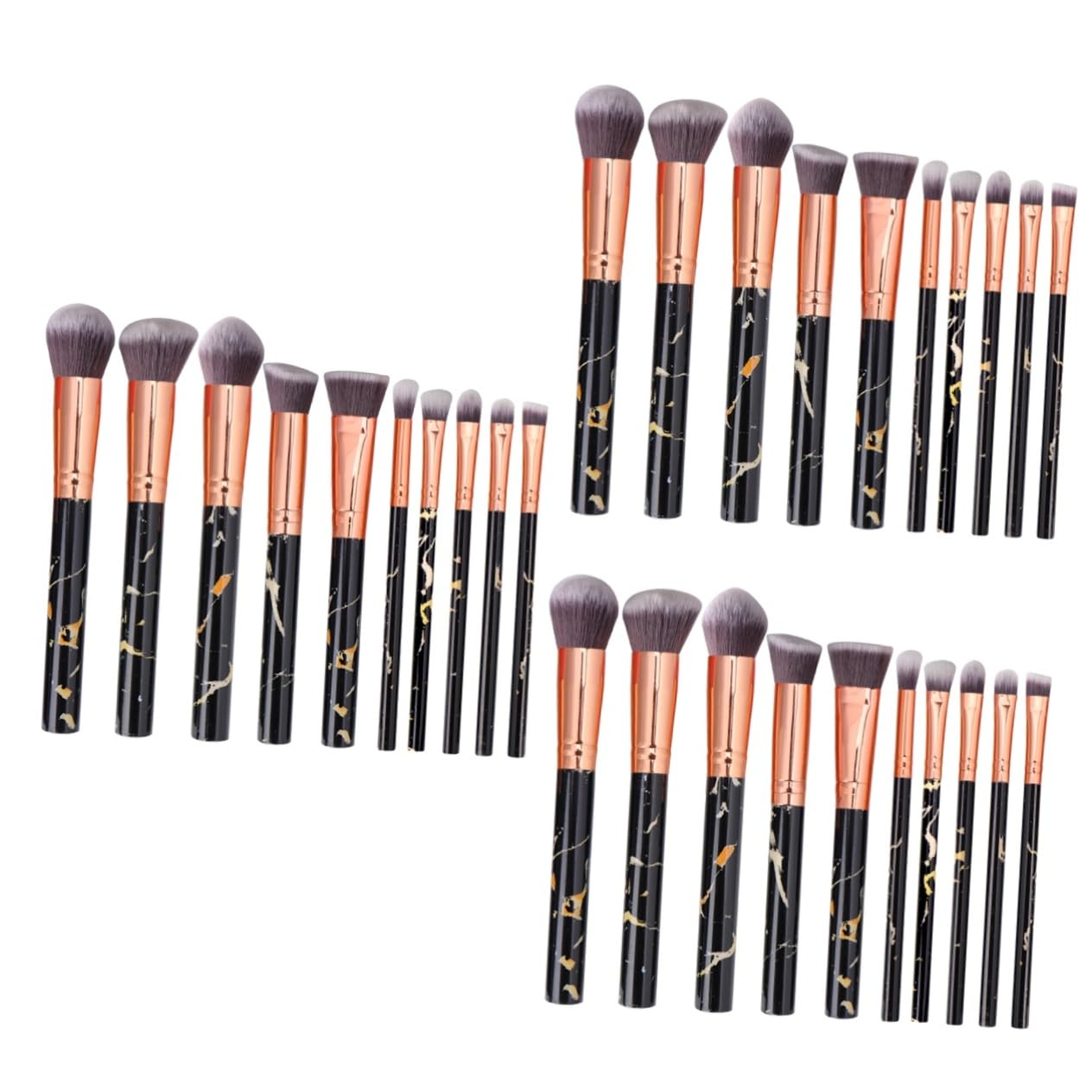 Healeved Set Di 30 Pennelli Per Il Trucco in Assortiti Con Motivo Marmorizzato Manico in Plastica Per Donna Kit Di Pennelli Per Cosmetici in Nylon Per Uso Quotidiano