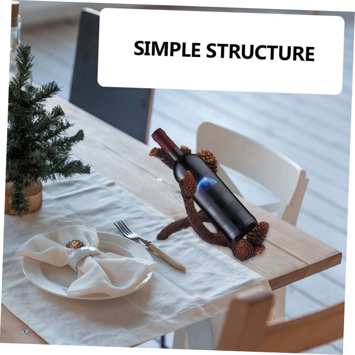 TEHAUX Resin Wine Rack Single Bottle Holder Space-Saving Tabletop Display Stand Decorative Furnishing Article for Kitchen and Dining