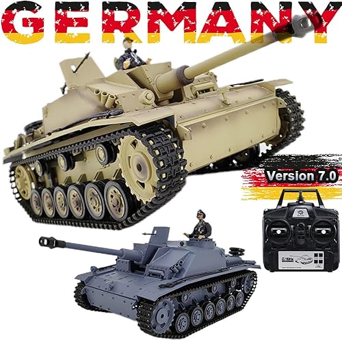 Miniatura 7 de Tanque de asalto de control remoto grande 3868 F/8 No.3 TK7.0 Airsoft BB Shooting 1/16 Escala RC Modelo de colección de vehículos militares alemanes