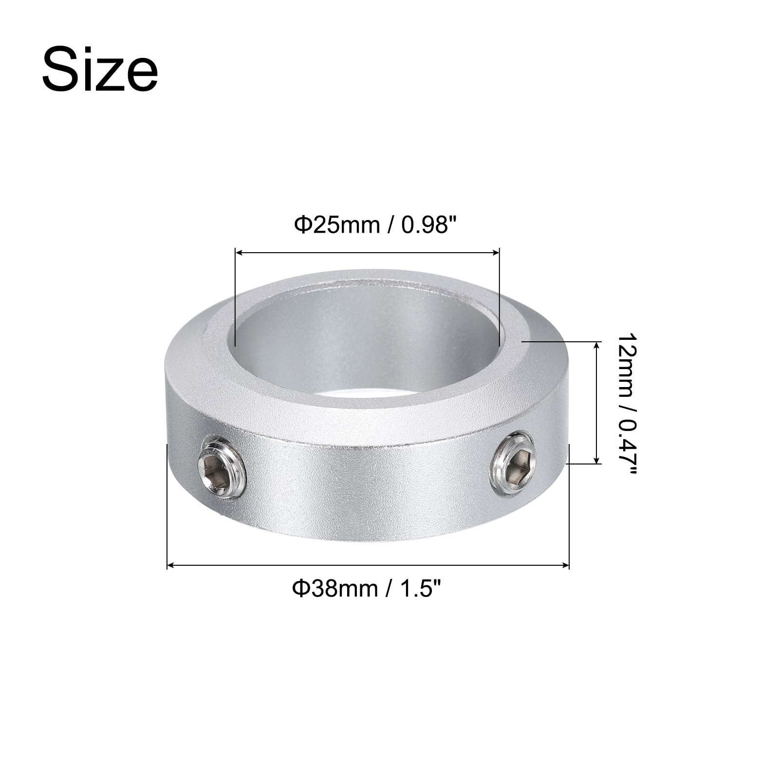 QUARKZMAN 10pz Collari a Vite per Alberi da 25mm, Collari per Albero Alluminio, Od 38 Mm e Spessore 12 Mm, Collare Morsetto a Vite, Collare Arresto per Guida Albero Asta Raggire