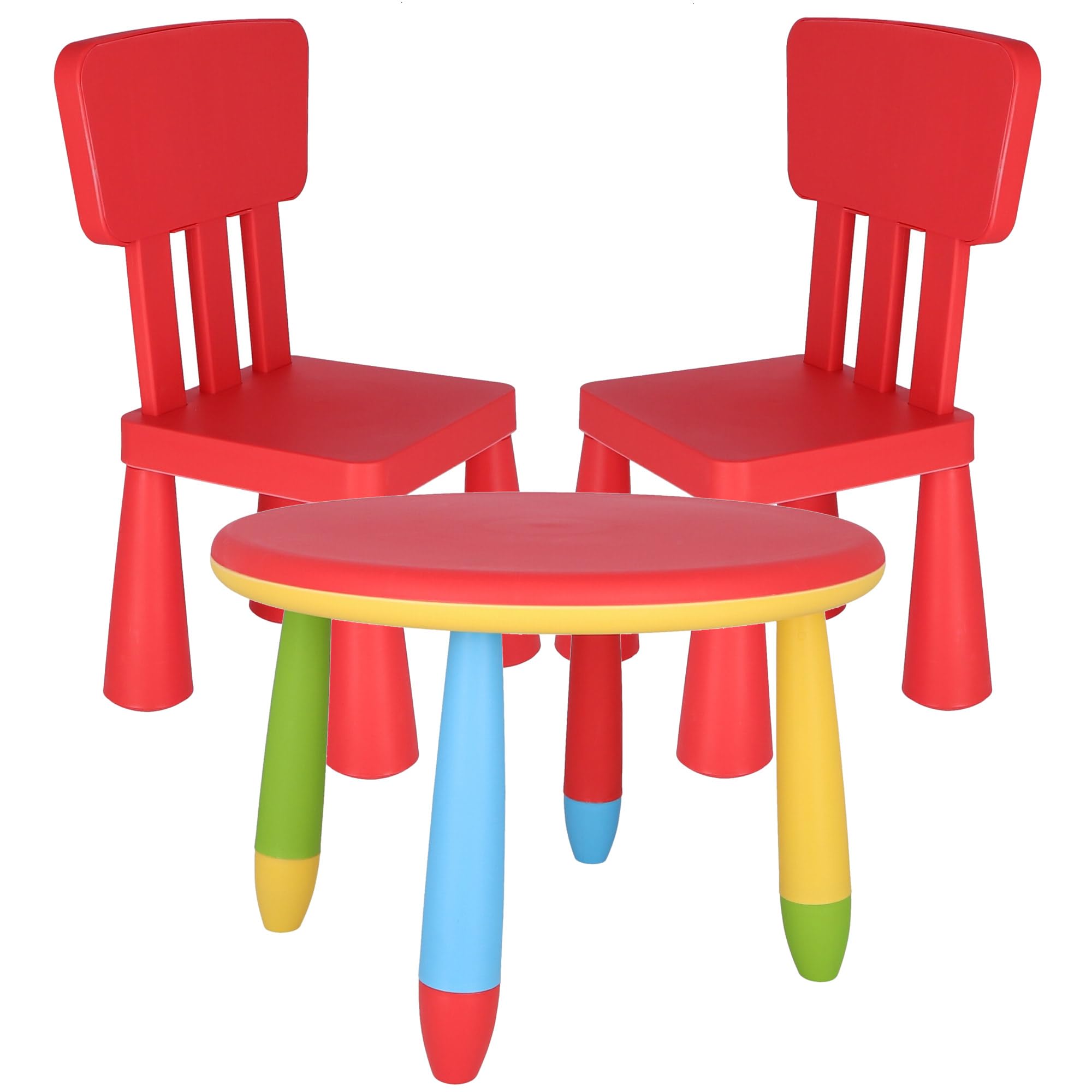 WELL HOME MOBILIARIO & DECORACIÓN Mesita Redonda, 2 Silla Infantil roja, Rojo