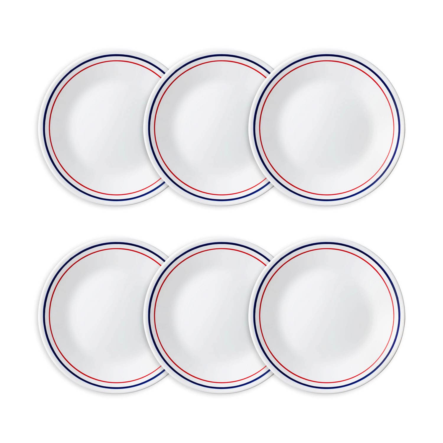 Corelle Livingware Double Ring Red-N-Blue Pack of 6 12cm Sauce Dish Double Ring RNB 405