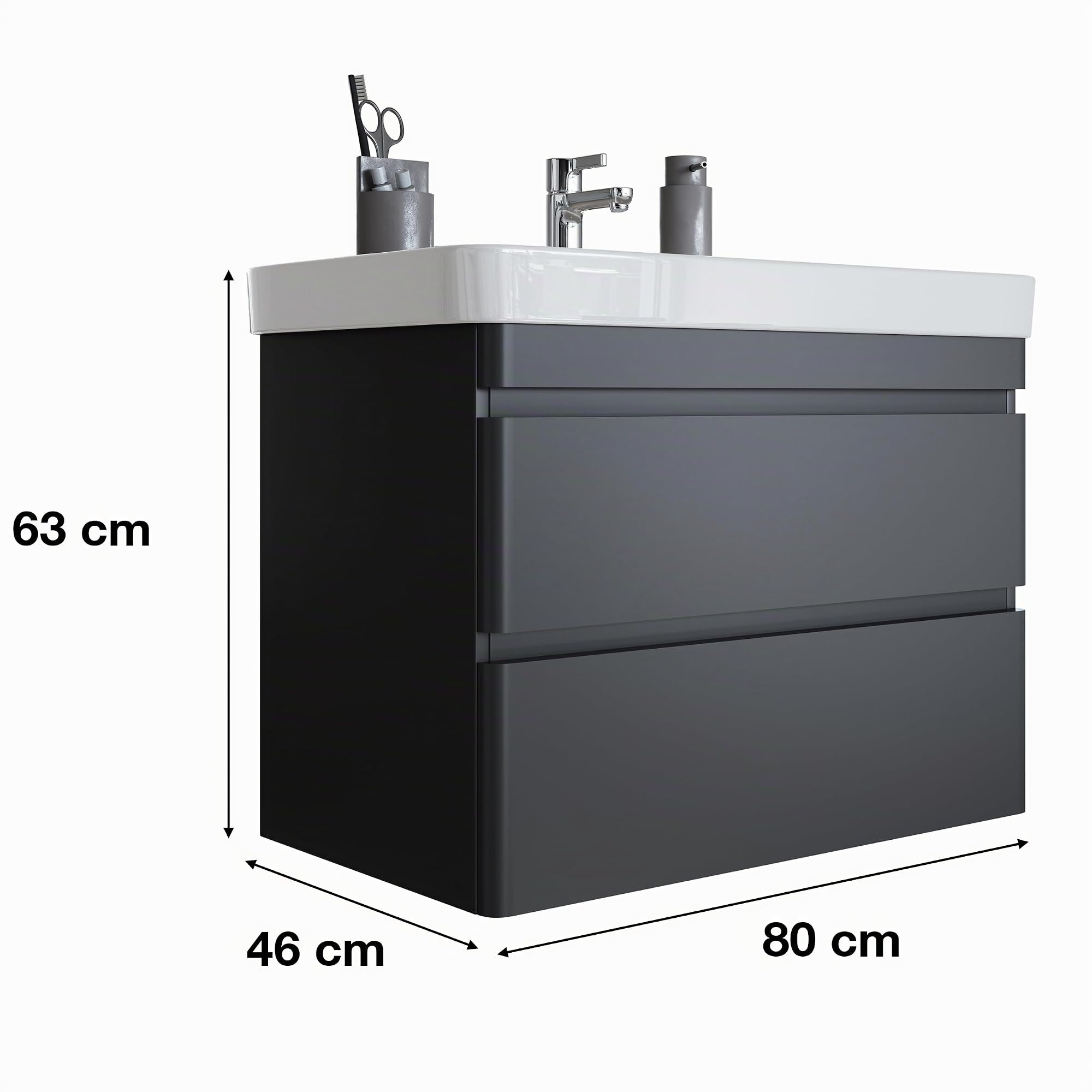 Newroom Waschtisch mit Unterschrank Anthrazit hängend inkl. Waschbecken