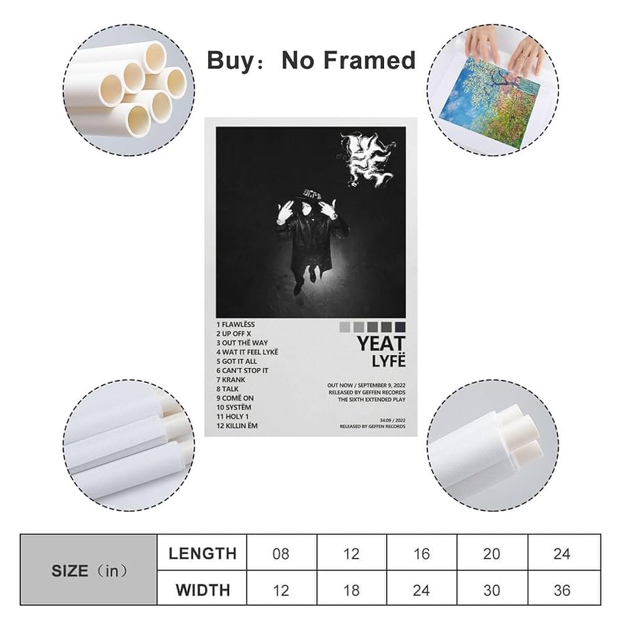 【額縁付き】 YEAT / LYFË A2ポスター Amazon.com: OrdaLi Yeat Poster Lyfe Poster Album Cover