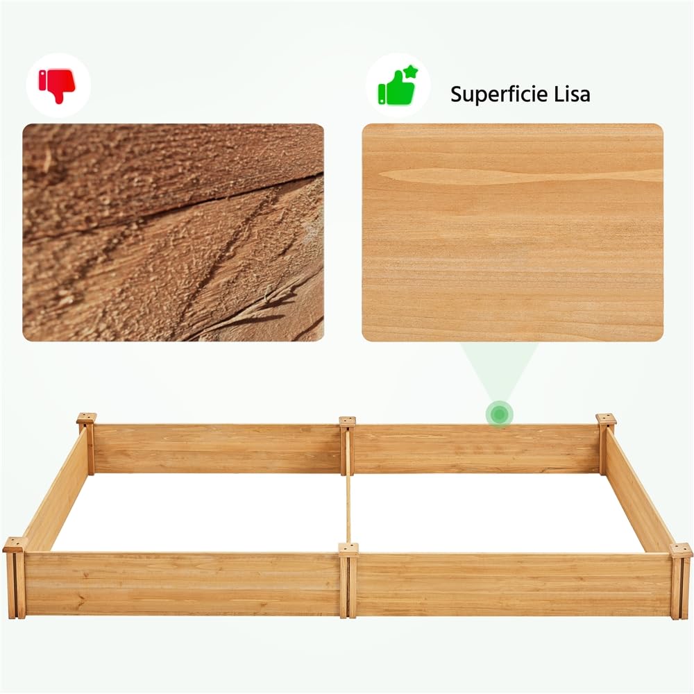 Yaheetech Huerto Urbano Terraza Cama Elevada de Jardín Kit Jardineria Exterior de Madera para Jardín Patio Invernadero Terraza 241,5 × 124,5 × 27 cm