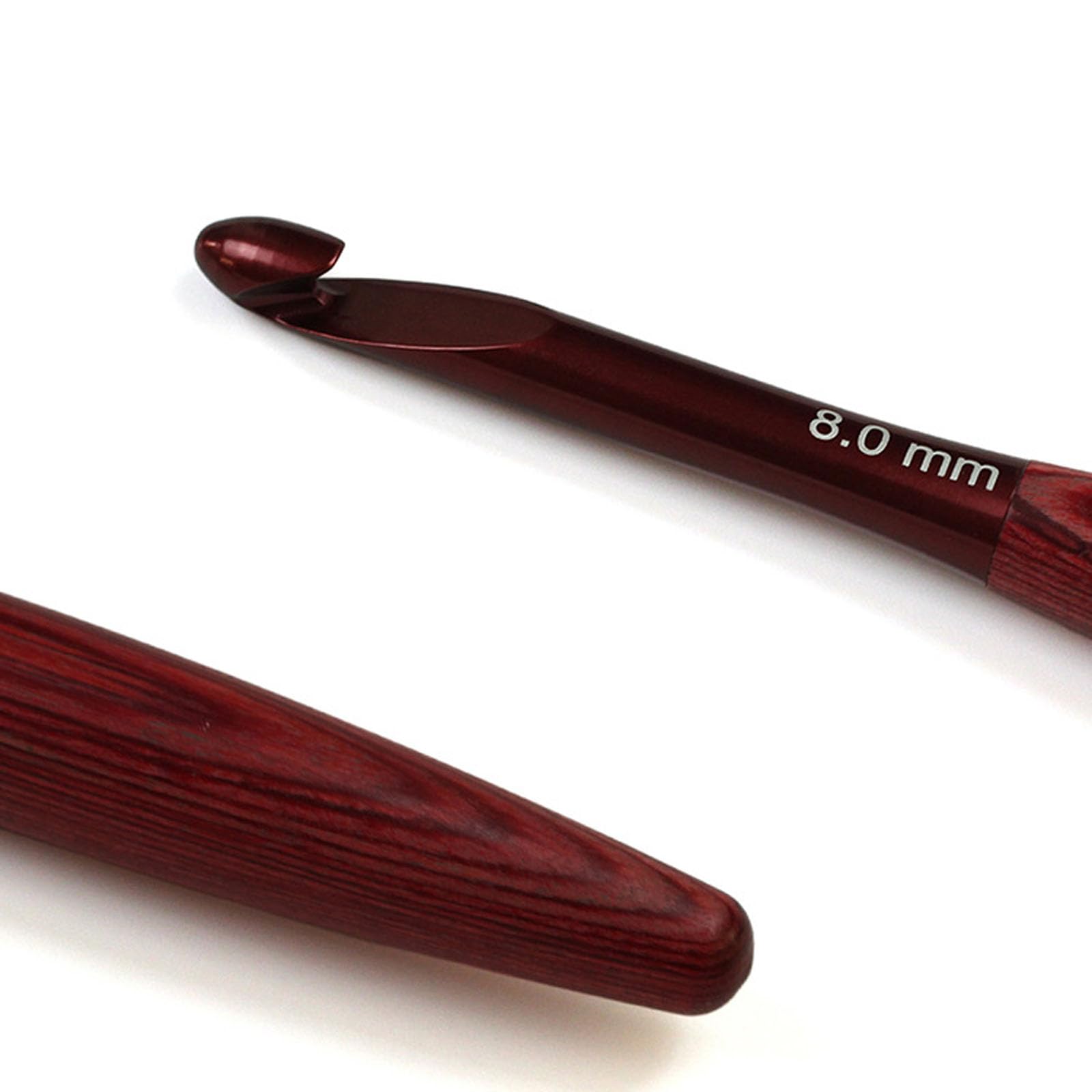 Avejjbaey - Set di 9 ganci all'uncinetto con manico in legno, manico ergonomico, gancio in alluminio, strumento artigianale per maglieria maglione, sciarpa, borsa per ago in legno