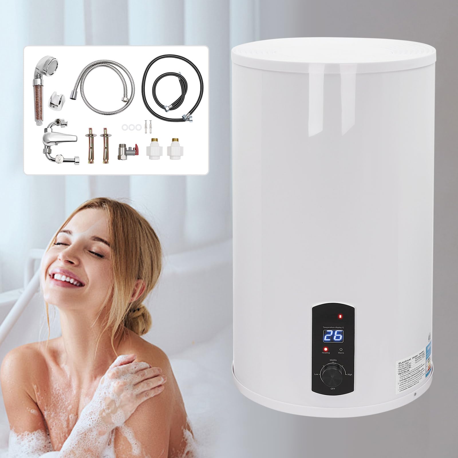 Serbatoio per acqua calda, 70 l, 2000 W, scaldabagno, scaldabagno per bagno, parrucchieri, hotel, pensioni, saloni di bellezza, bar