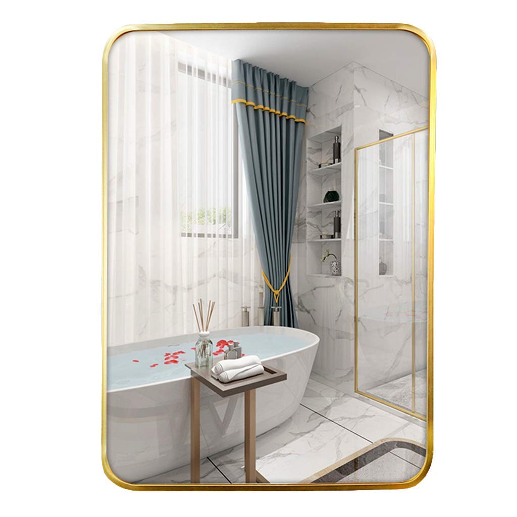 Miroir maquillage rectangle doré pour entrée salon et coiffeuse