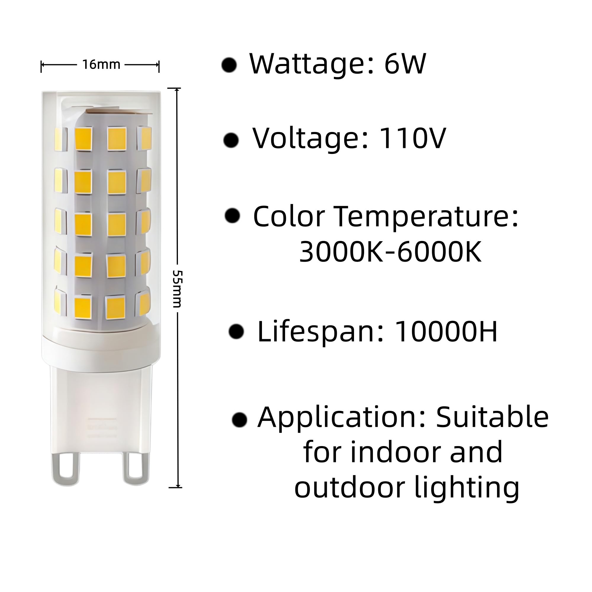 G9 LED 110v oświetlenie wewnętrzne 5 sztuk 6W ciepłe światło