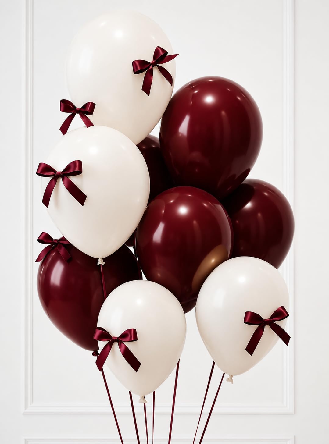 Burgundy and Ivory Balloon Garland Kit, 10 Inch Latex Balloons with Satin Bows, 92 Piece Set-image-45