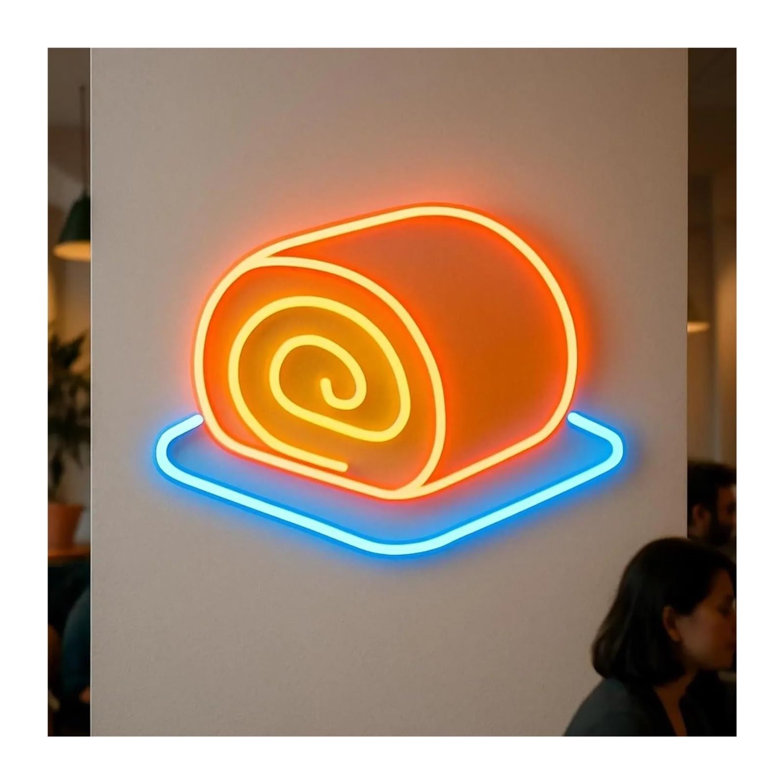 XENITE Hanging Art Neon Signs Swiss Roll Cake Neon Sign USB Dimmable for Bakeries, Cafes, Dessert Shops, and Home Kitchen Wall Decoration 38cm