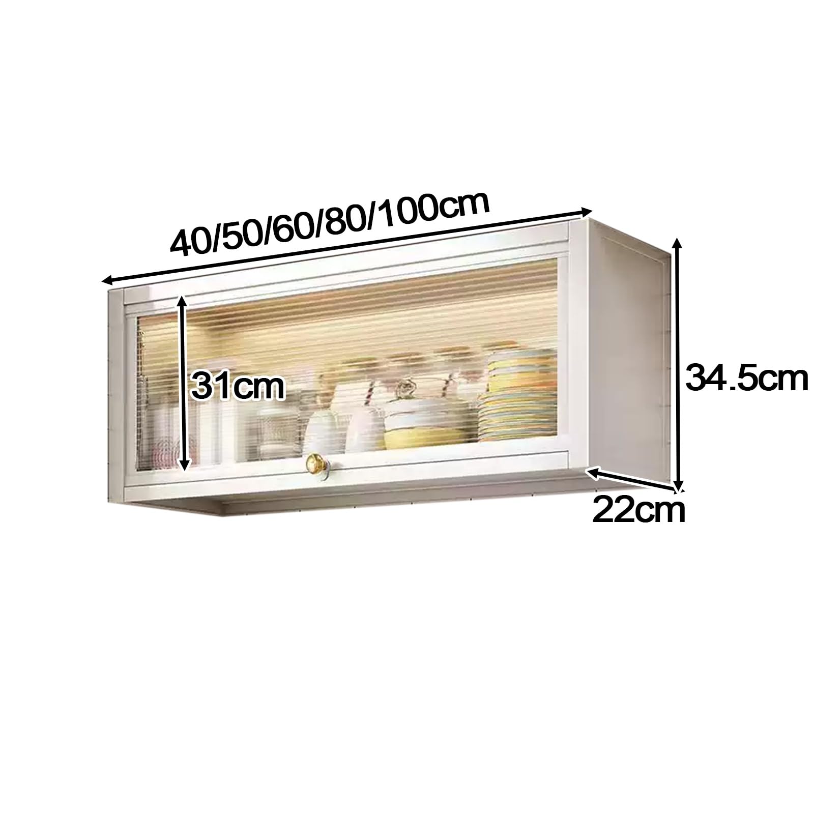 Armoire Cuisine Rangement avec Portes Hydrauliques Silencieuses Acier au Carbone Meuble Mural Salle de Bain Montage sans Perçage Bibliothèque pour Garage, Atelier, Cuisin(50 * 22 * 34.5cm)