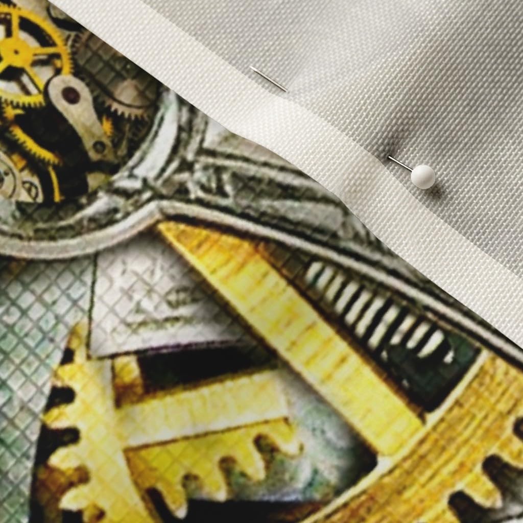 Spoonflower Fabric - Gears Steampunk Clock Time Abstract Printed on Upholstery Velvet Fabric Fat Quarter - Upholstery Home Decor Bottomweight Apparel