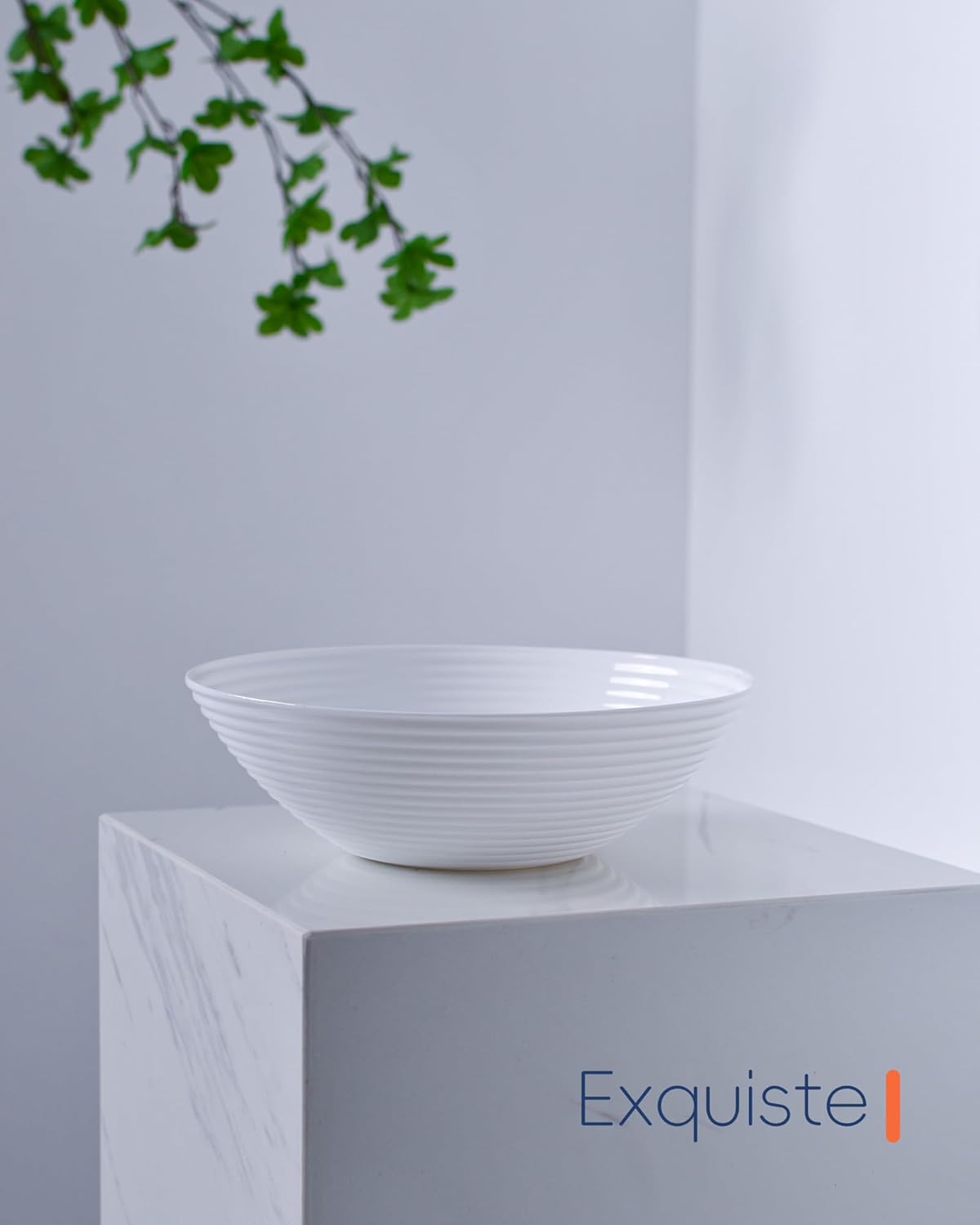 54 OZ White Ribbed Serving Bowl Set of 2, Opal Glass 9.5 inch Large Mixing Salad Bowls for Pasta, Fruit, Kitchen, Microwave & Dishwasher Safe Dish - Image 6