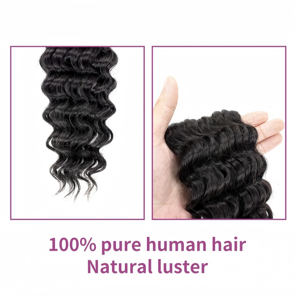 Human Braiding Hair for Boho Braids, 24 Inch 50g Deep Curly Wave Bulk Human Hair Bundles for Braiding, No Weft Braiding Human Hair Extensions