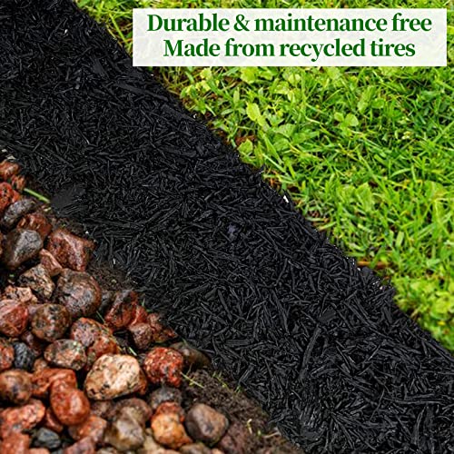 Harmiden Rubber Mulch For Landscaping Recycled Rubber Mulch Mat Roll Black Permanent Rubber Mulch Edging Border 120” X 4.5” #TOP6