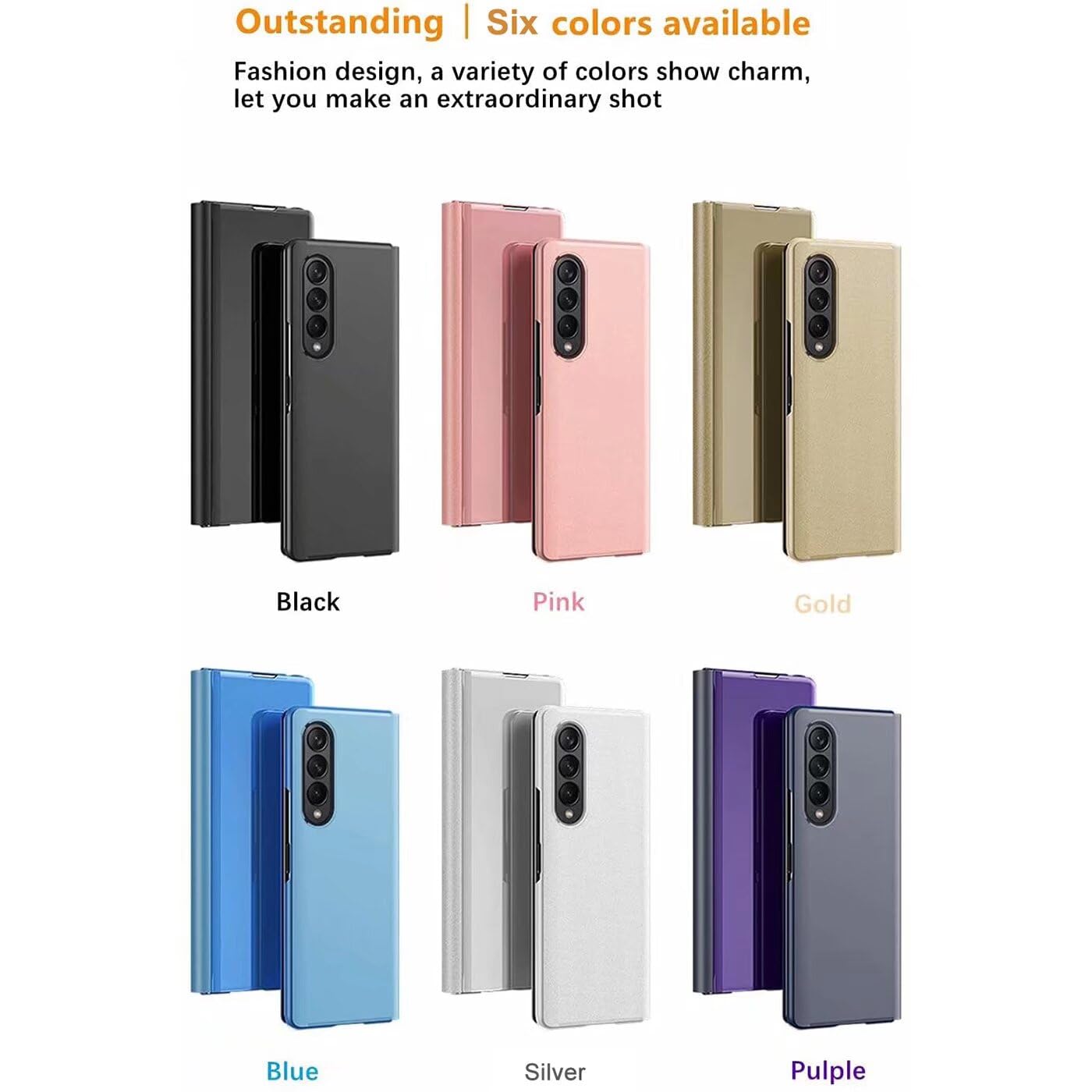 Etui do Samsung Galaxy Z Fold 4, etui z klapką z funkcją stojaka, PC/PU, półprzezroczysty, odporny na wstrząsy, etui ochronne na telefon Samsung Galaxy Z Fold 4, fioletowe