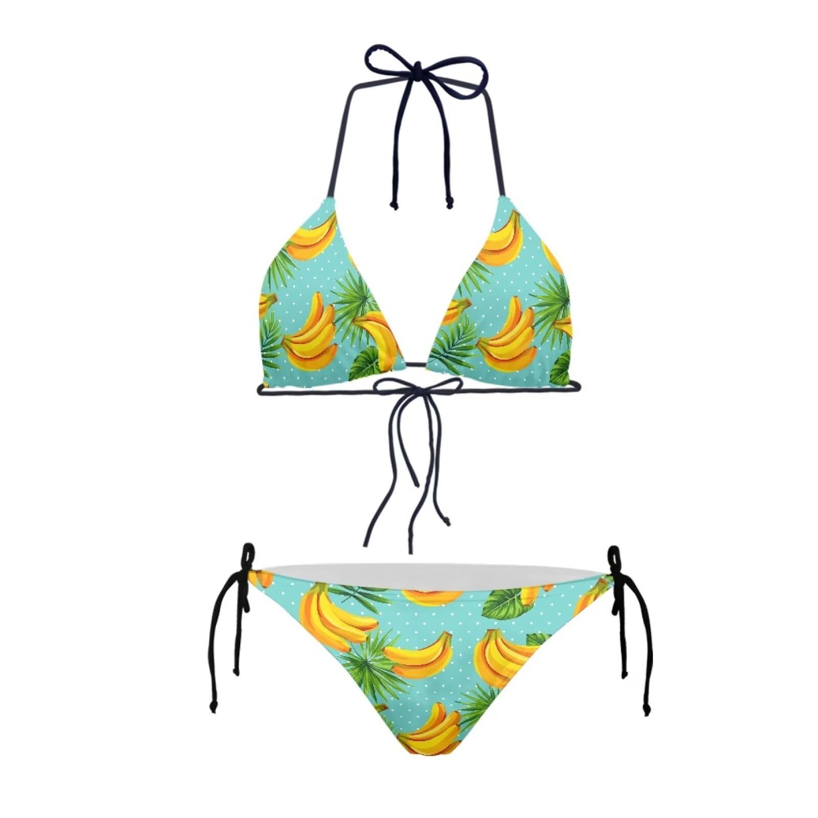 AnnejudyWomen Halter Bikini Set String 2 Piece Triangle Swimsuits Cheeky Tie Side Swimwear Bathing Suits