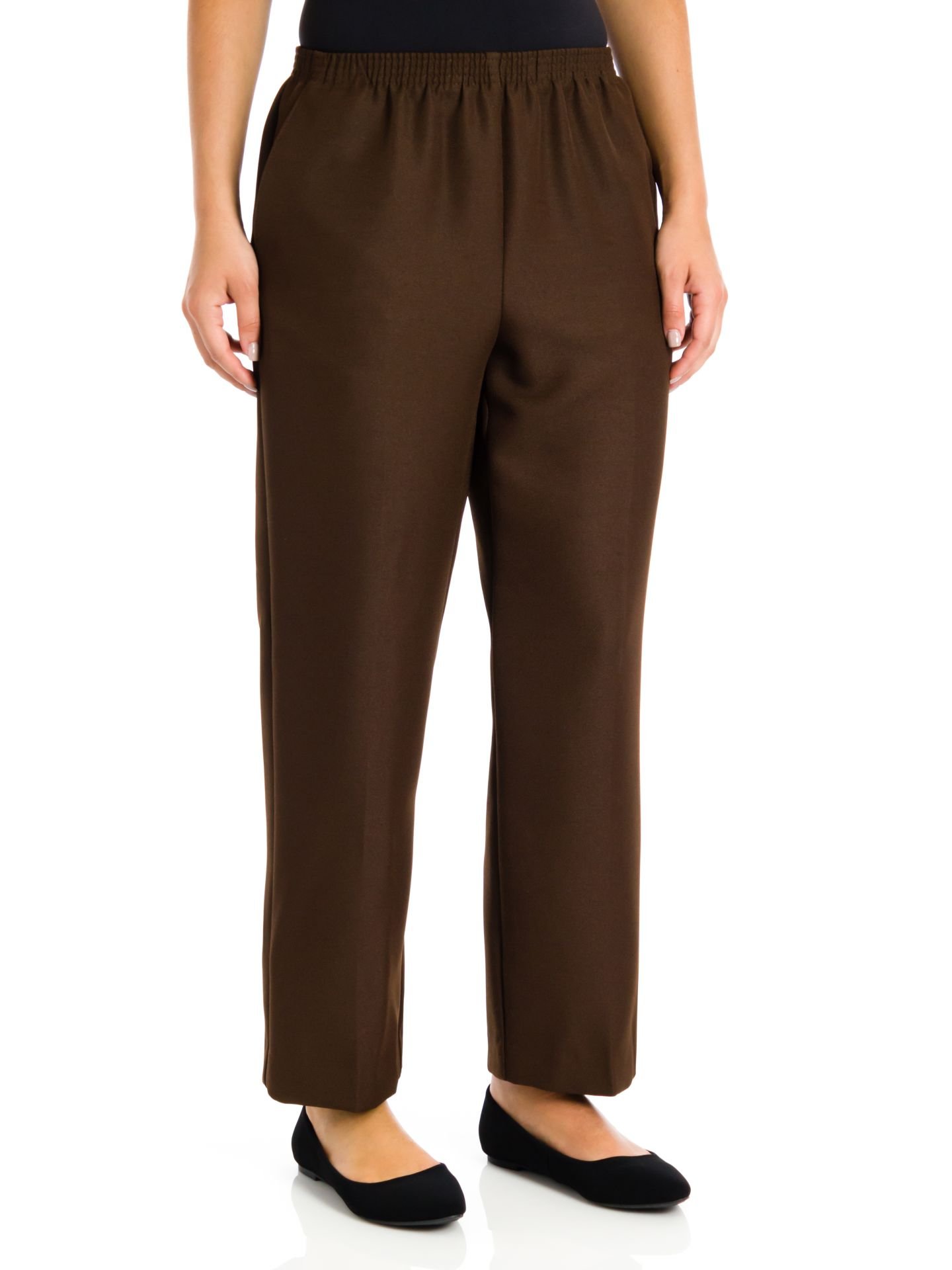Alfred Dunner Plus Size Basic Polyester Pull-On Pants 09200 Brown 16 Plus