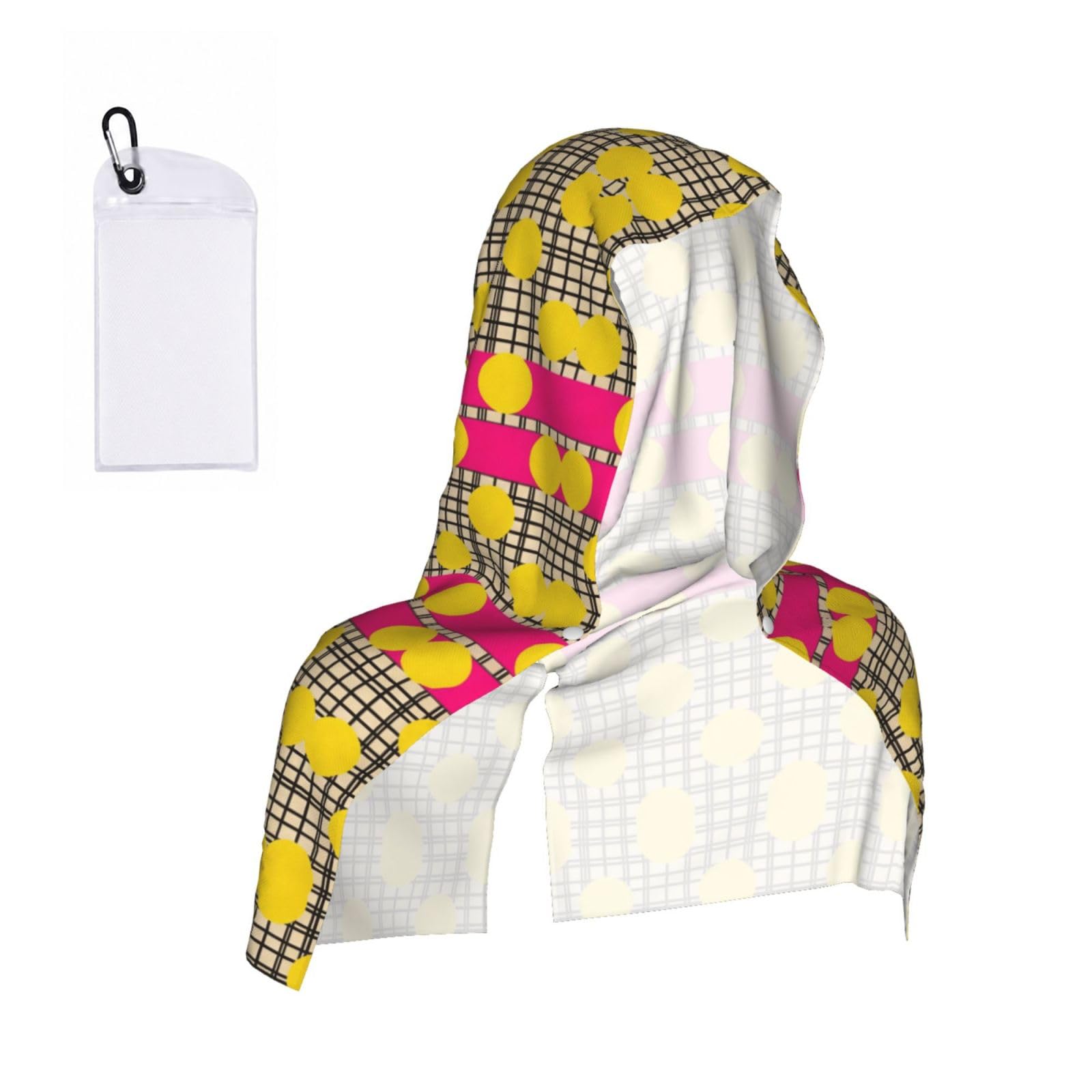 CNTDBU Plaid Stripe Cooling Towel Hooded-Instant Chill Neck Cover for Sports, UV Cooling Rag for Running Gym