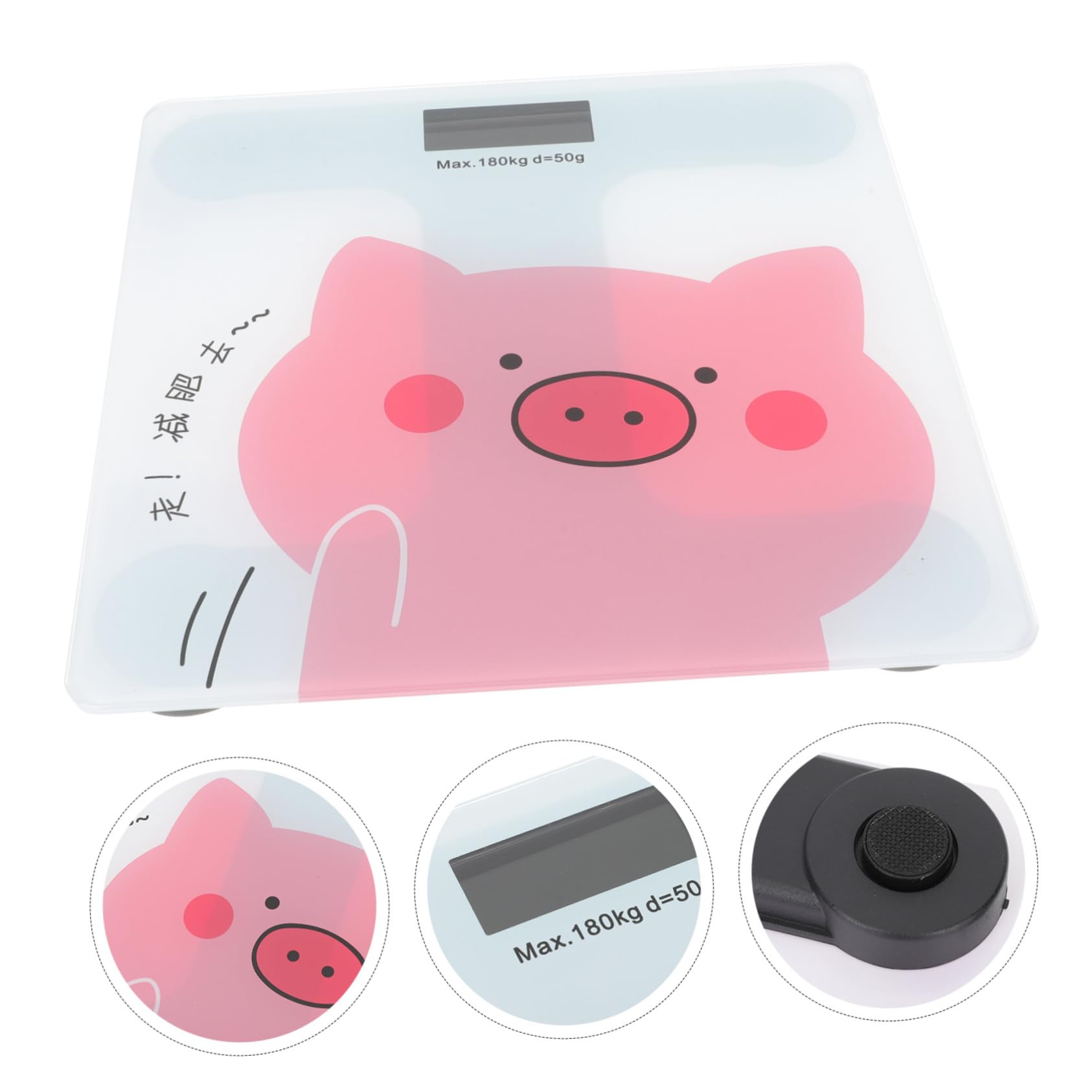 Báscula Corporal Digital de Dibujos Animados para Baño Doméstico | Cristal Templado, Chip de Alta Precisión y Pantalla Lcd Grande, Diseño Automático Batería Integrada