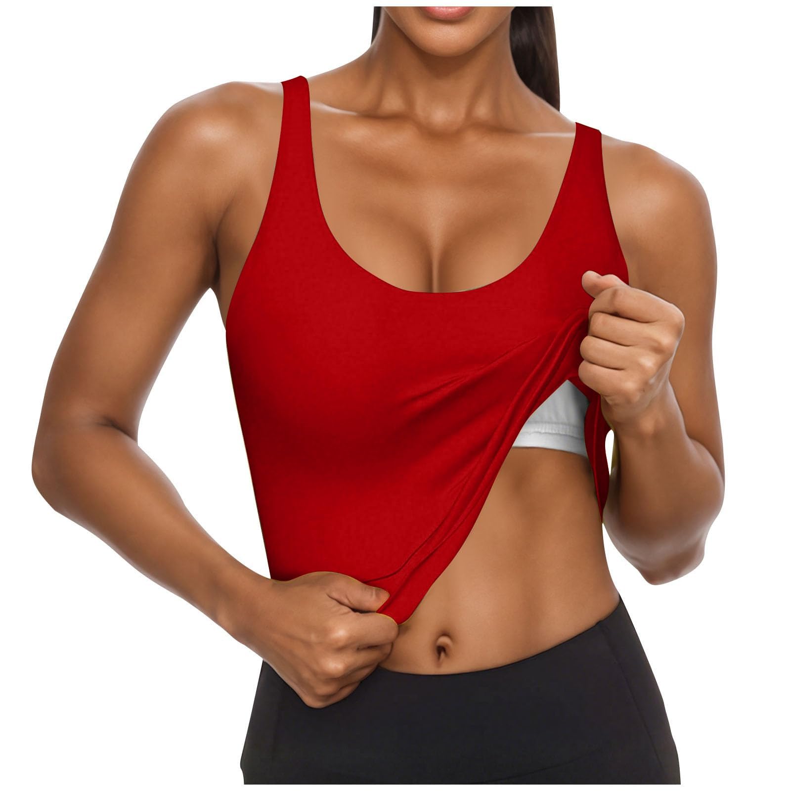 Camisola Tops para Mujer UK Soporte Levantamiento Algodón Sujetador Incorporado Cuello Cuadrado Chaleco Cami Correa Luz Agregar Acolchado Sin Mangas Tiras Yoga Ajuste Seco Moda Casual Gimnasio