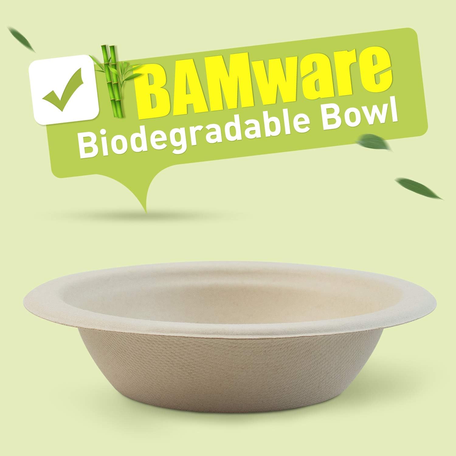 Green Earth, 12 oz, 125-Count, Compostable Bowls, Natural Bamboo Fibers, Everyday Tableware - Biodegradable Disposable Round Shape Microwave-Safe Gluten-Free Eco-Friendly
