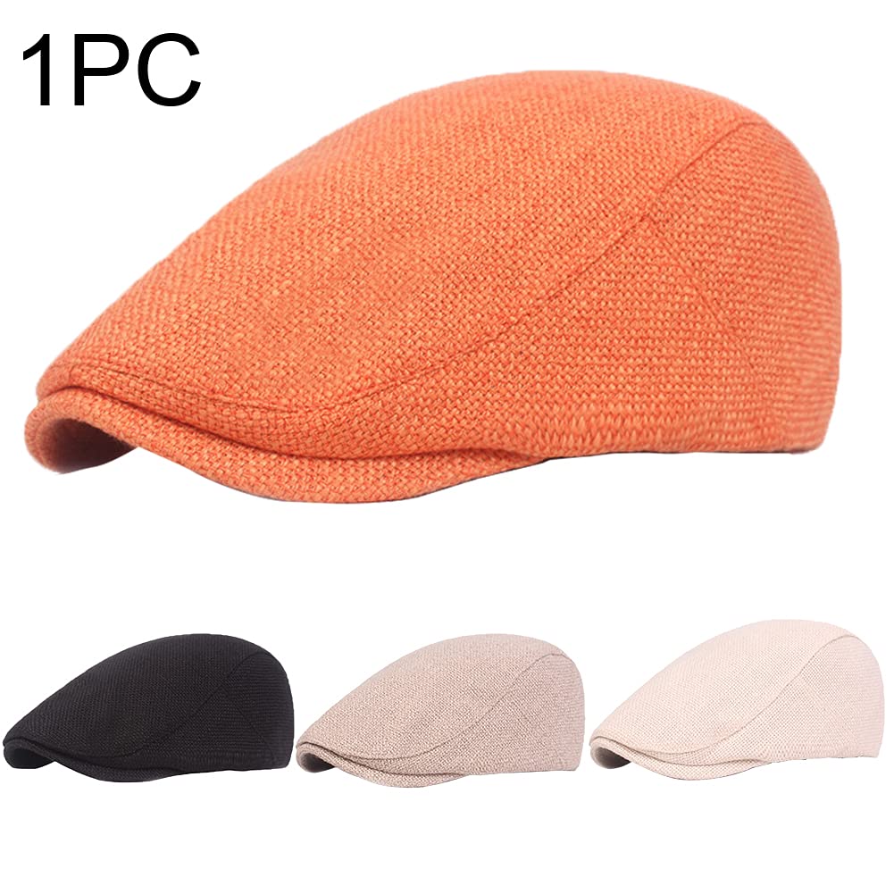 Gorra plana, sombrero de periódico, sombrero de lino vintage con pico, sombrero de periódico ajustable para viajes al aire libre, gorra de lino para hombre y mujer