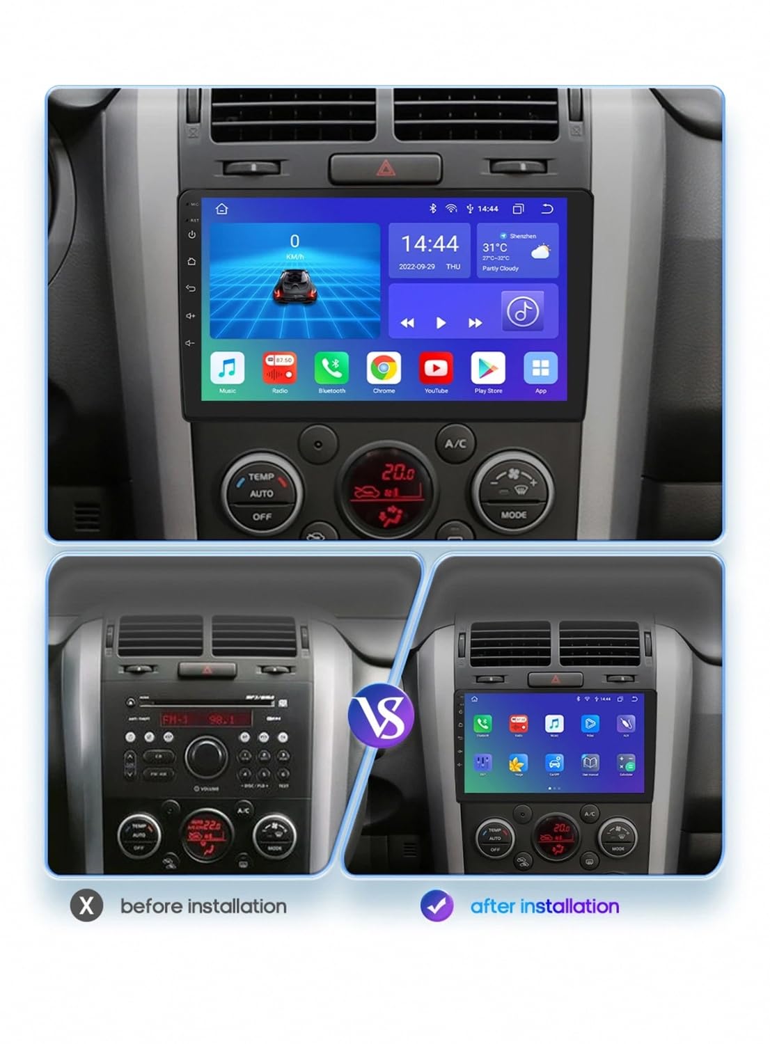 Car Radio dla SUZUKI GRAND VITARA Escudo 2005-2015 Android 15 9 Inch Car Play Screen Fm Bluetooth Gps Wifi For, 4 Core 4G+64G