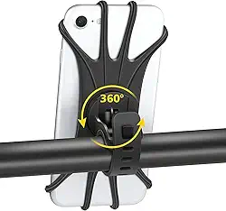 Suporte de Celular para Bicicleta - Anti-vibração, Rotação 360, Compatível com iPhone/Android, Ajustável para Mountain Bike/Bicicleta de estrada, Super resistente, suporte de silicone (PRETO)