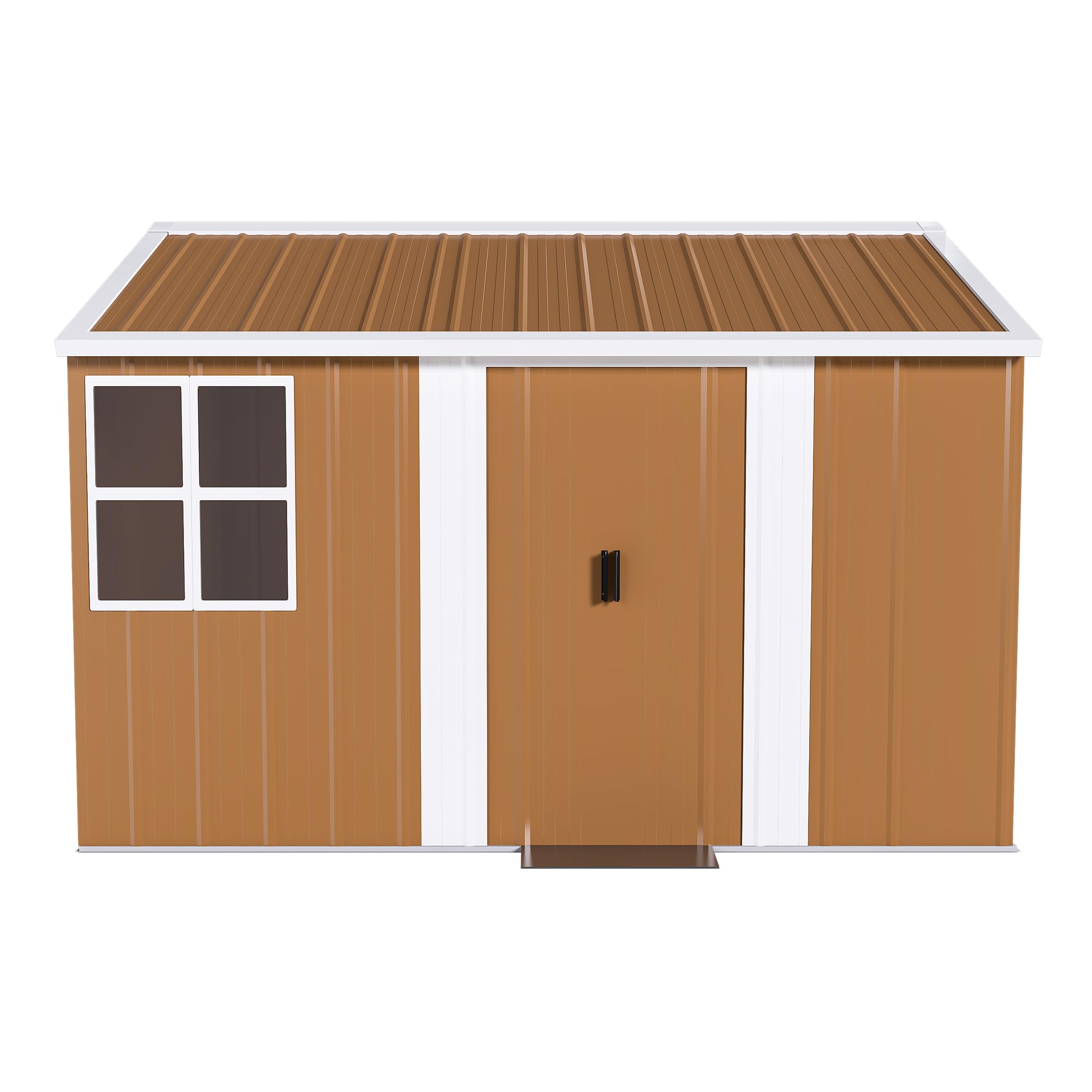 Azkoeesy Capanno Giardino Acciaio 184x116 / 300x240 / 360x298 cm, Metallico Impermeabile con Finestre - Porta Serrabile - Ventilazione, Senza Base, per Attrezzi e Biciclette (300x240 cm)
