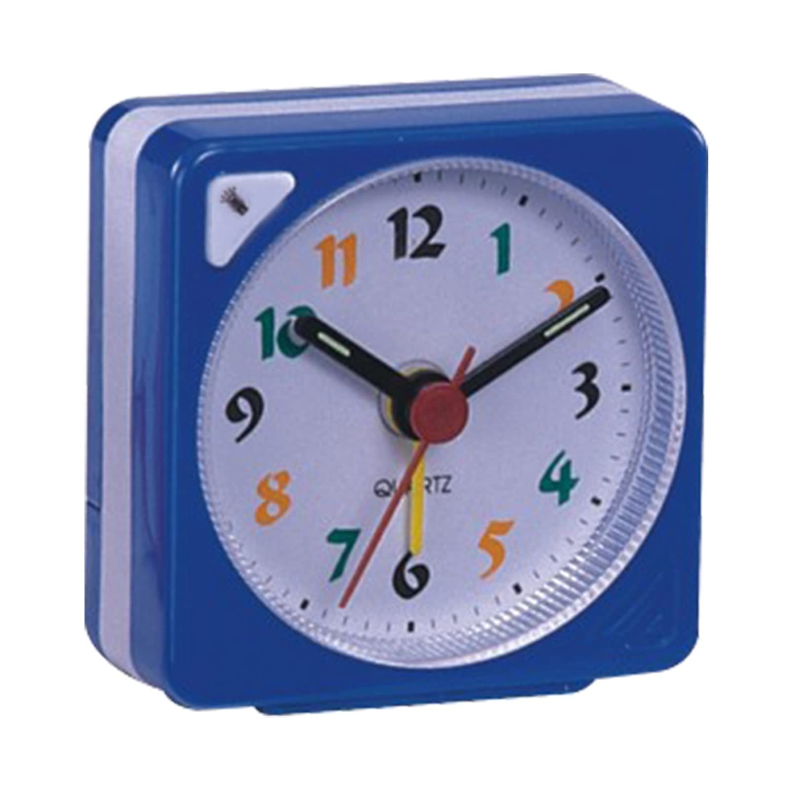 HRWLY Nightlight Design Mini Non Ticking Bedroom Travel Plastic Battery Operated Home Decoration Desktop Alarm Clock(D)