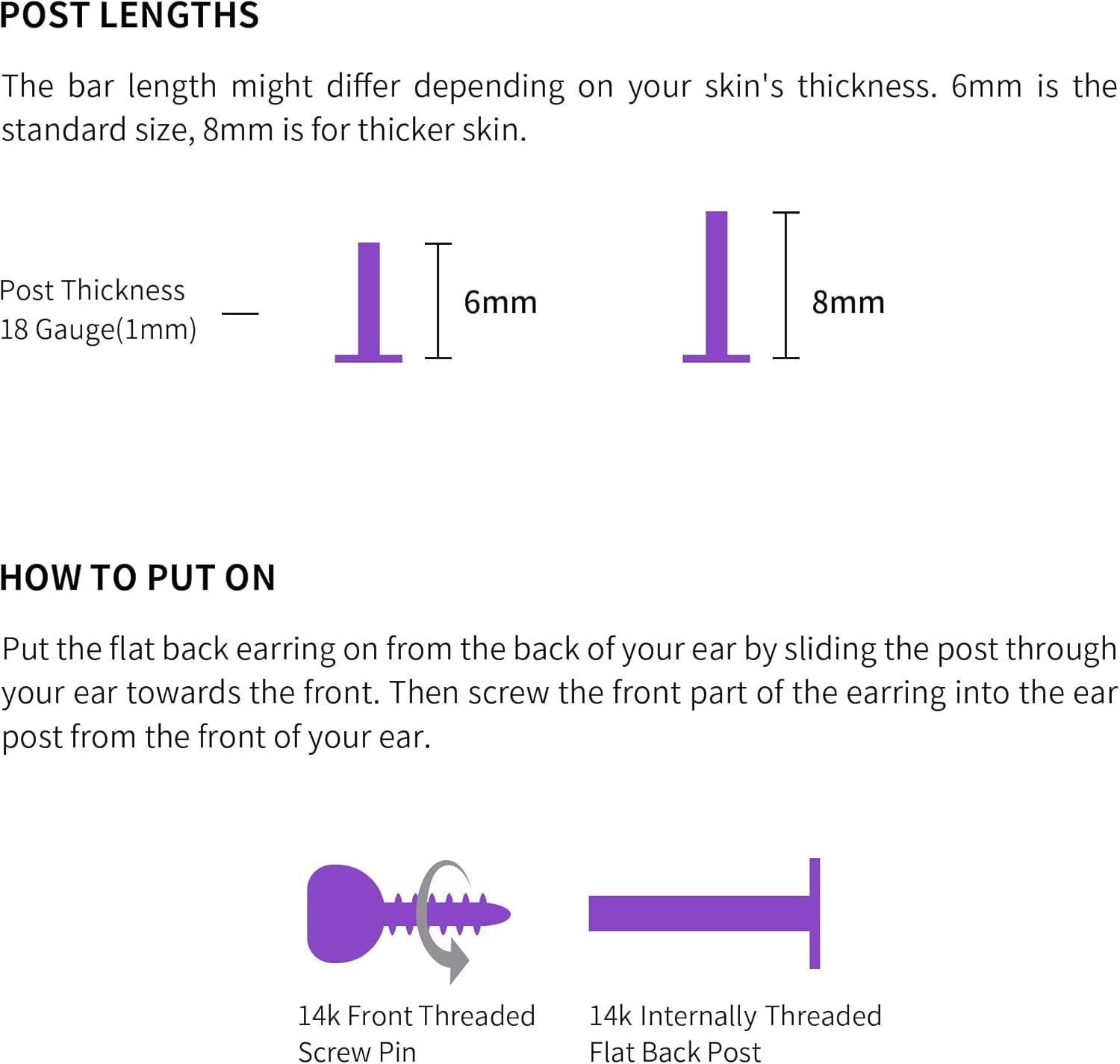 Flat Back Stud Cartilage Tragus Helix Nose Piercing Earrings Jewelry For Women Conch Threadless 18G Titanium Surgical Steel Hypoallergenic 14K Gold plated CZ Silver Small Tiny Studs - Image 7