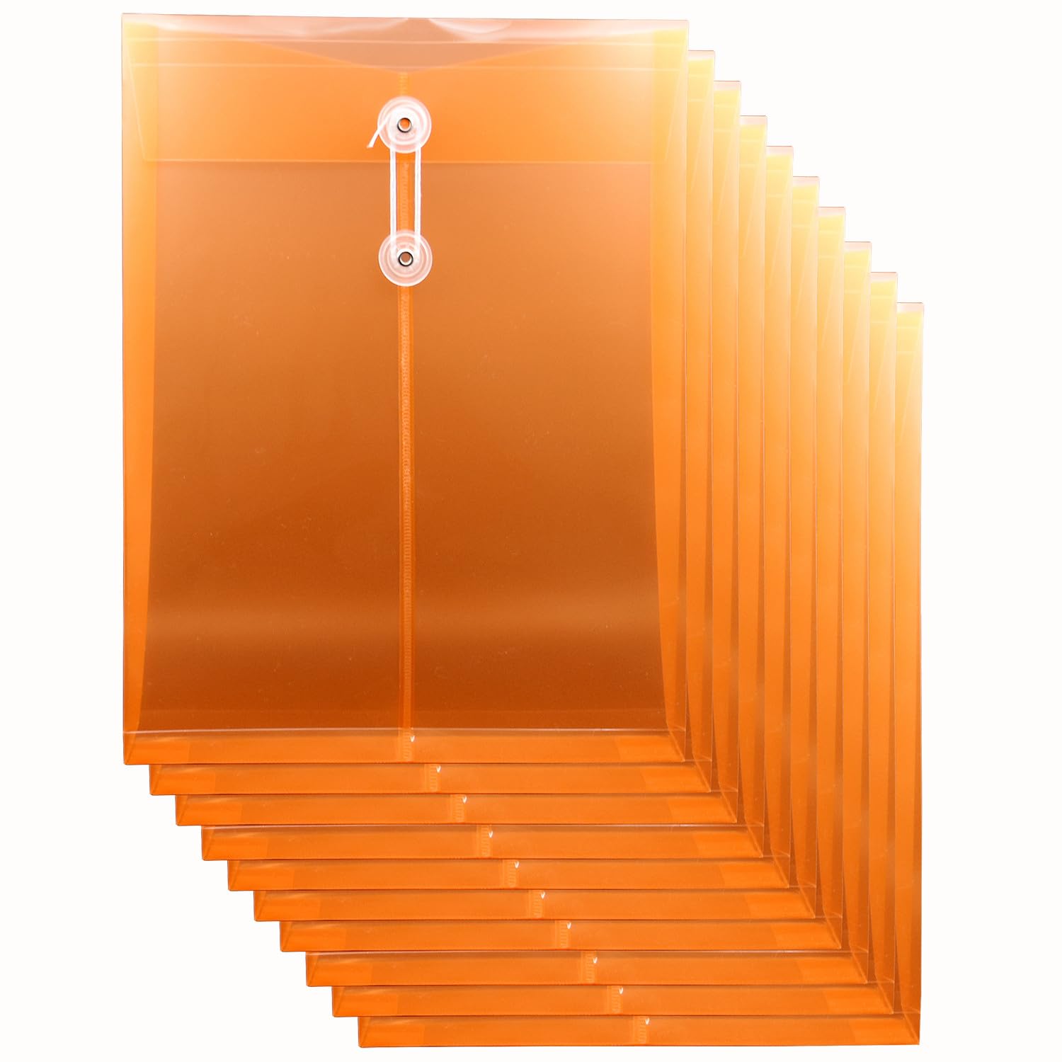 Zoohot Clear Plastic Envelopes Poly Envelopes Expandable File Document Folders with String Tie Closure, Letter A4 Size (Orange)