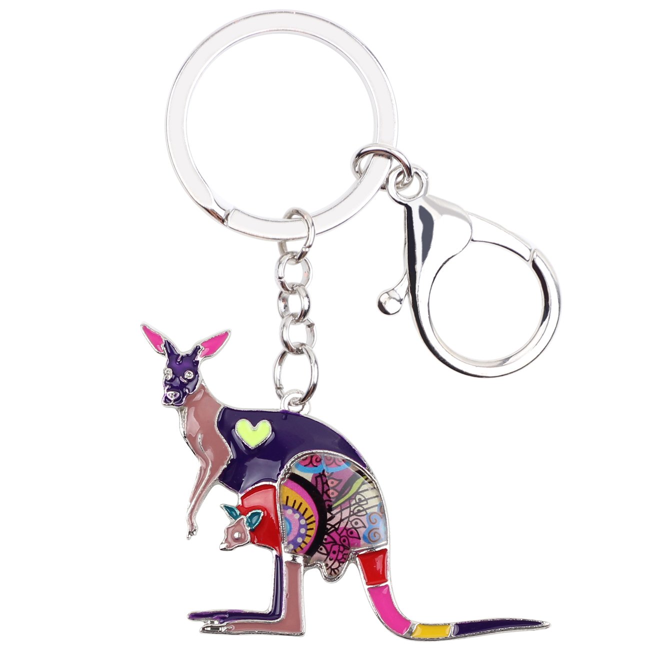 Weveni Women's Purple Enamel Alloy Australia Kangaroos Keychain Accessories For Girls Bag Wallet Car Charms (Purple)