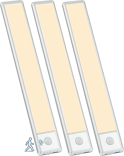 YLXS 51 luces LED con sensor de movimiento para debajo del gabinete, luces magnéticas recargables de 12 pulgadas, barra de luz nocturna inalámbrica,