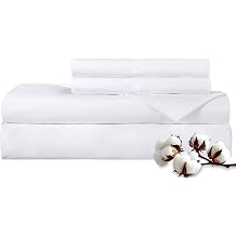 ROYALE LINENS 300 Thread Count 100% Long Staple Combed Cotton Sheet Set - 4 Piece King Bed Sheets - 1 Fitted, 1 Flat, 2 Pillow Cases -Soft Cool & Crisp Sheet Set King, White