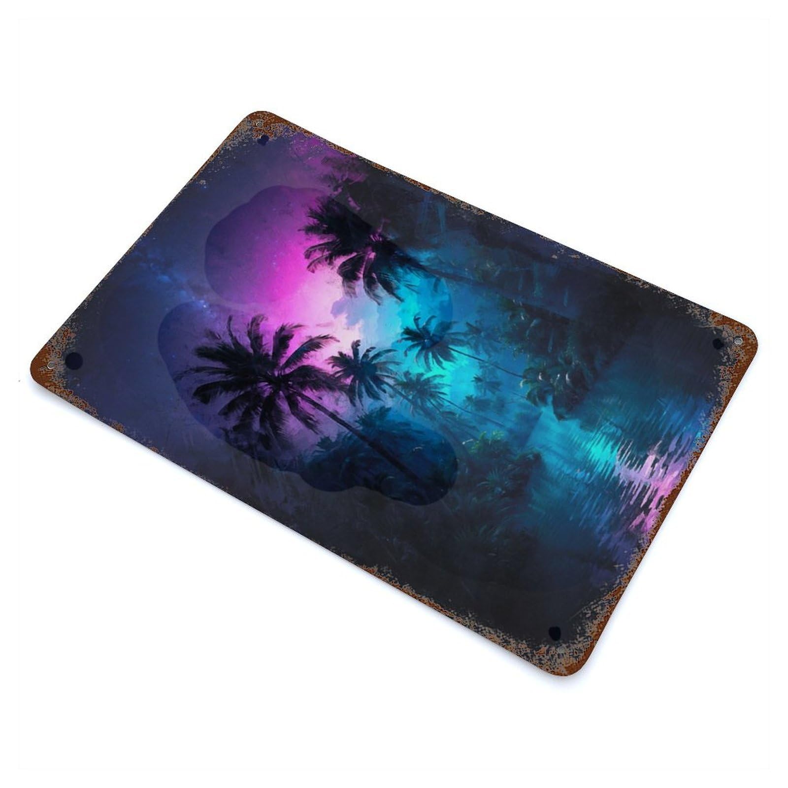 Garage Style Island Sunset Serenade Weathered Tin Sign 11.8"x7.9", Classic Wall Plaque for Bar And Workshop