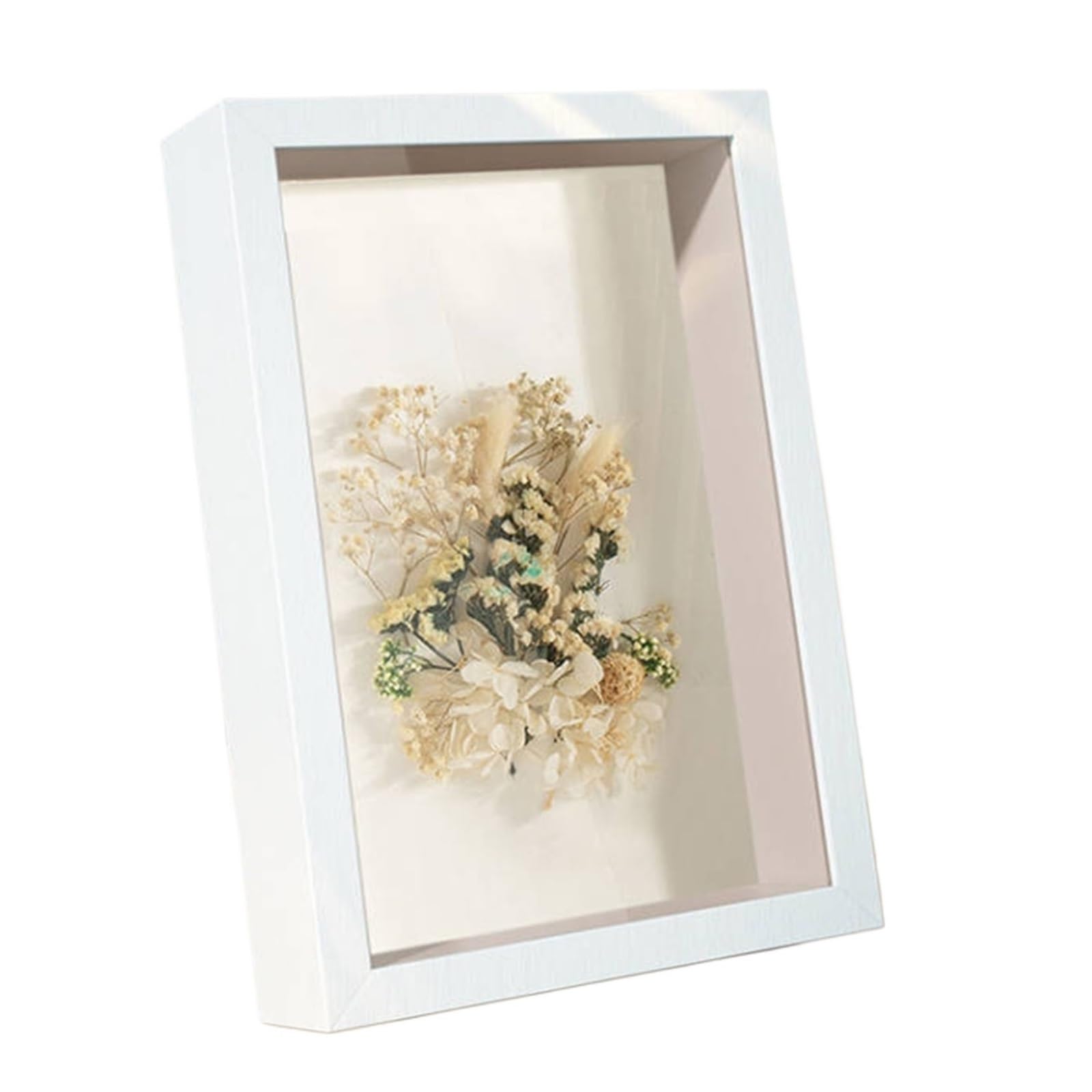 Shadowbox Frame, 2pcs Wood DIY 3D Deep Shadow Box Dried Flower Display Multicolor Tickets Tabletop Wall(White)