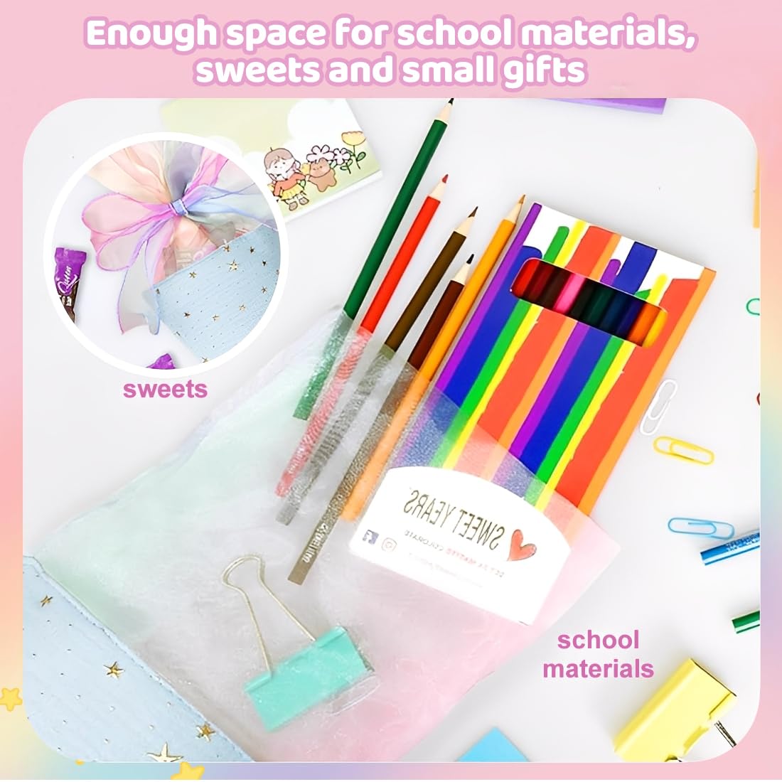 EIHI 2 Pezzi Coni portaconfetti, Coni per Confetti, Sacchetto Regalo per Scuola (Blu + Verde)