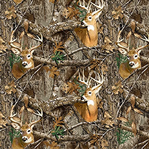 Realtree Edge 100% Cotton Fabric Sold by The Yard-Real Tree Camo Cotton Fabric Blaze Collection Fabric and Panel-SYKEL (10371-Realtree Edge Deer Camo Cotton)