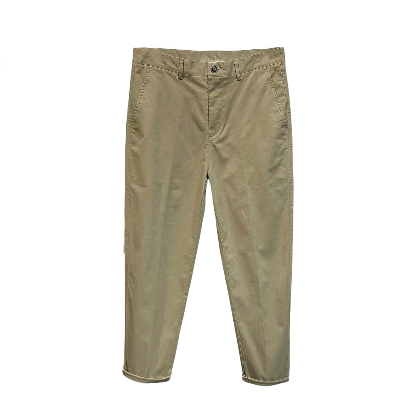 USTZFTBCL Uomo Primavera Estate Bianco Sottile dritto minimalista Business Cotone Cropped Pantaloni Casual
