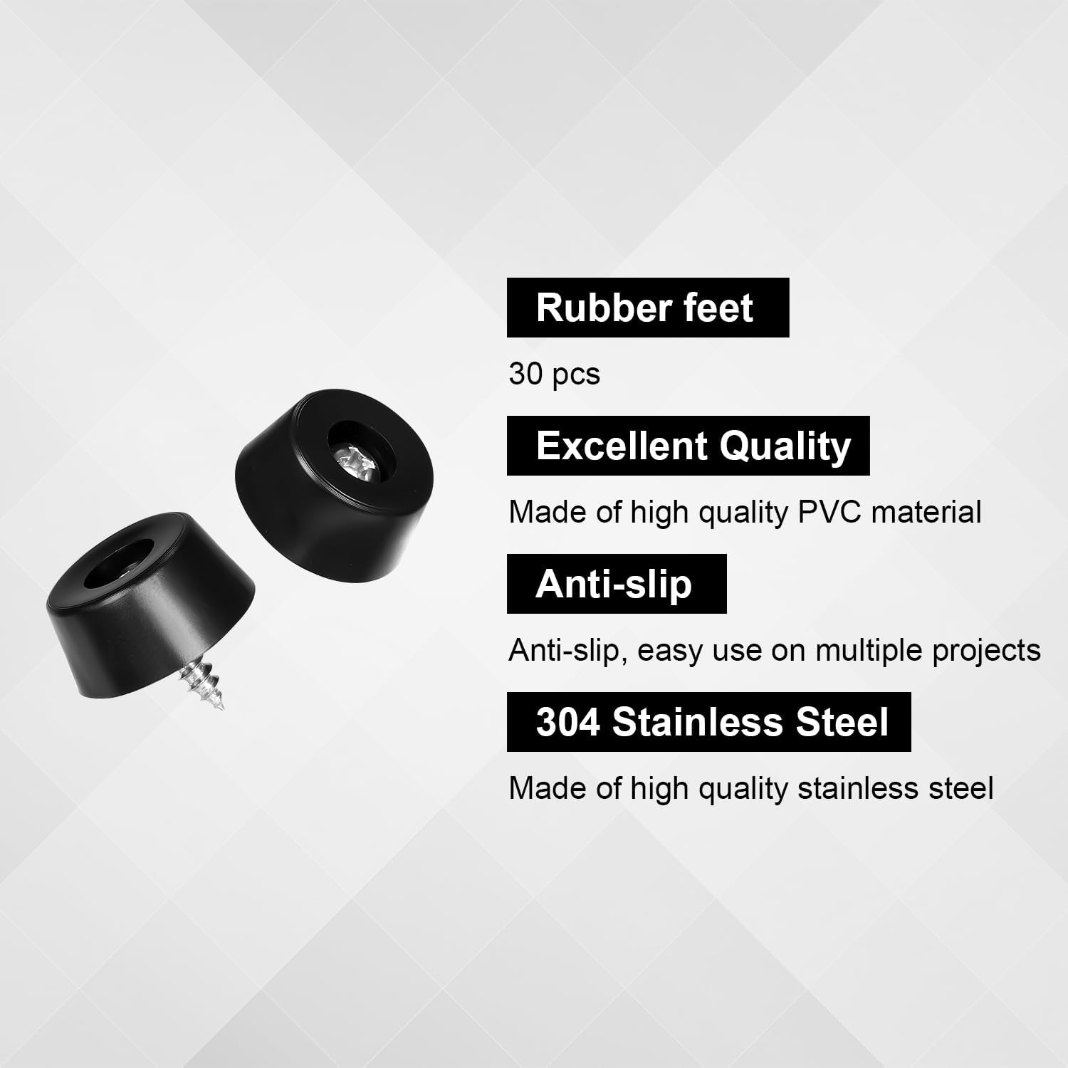 30pcs Cutting Board Rubber Feet, 0.59x0.31in Non Slip Chopping Board Legs with Stainless Steel Screws in Round Small Rubber Table Feet Bumpers Pad for Garden Furniture Electronics Kitchen Appliances